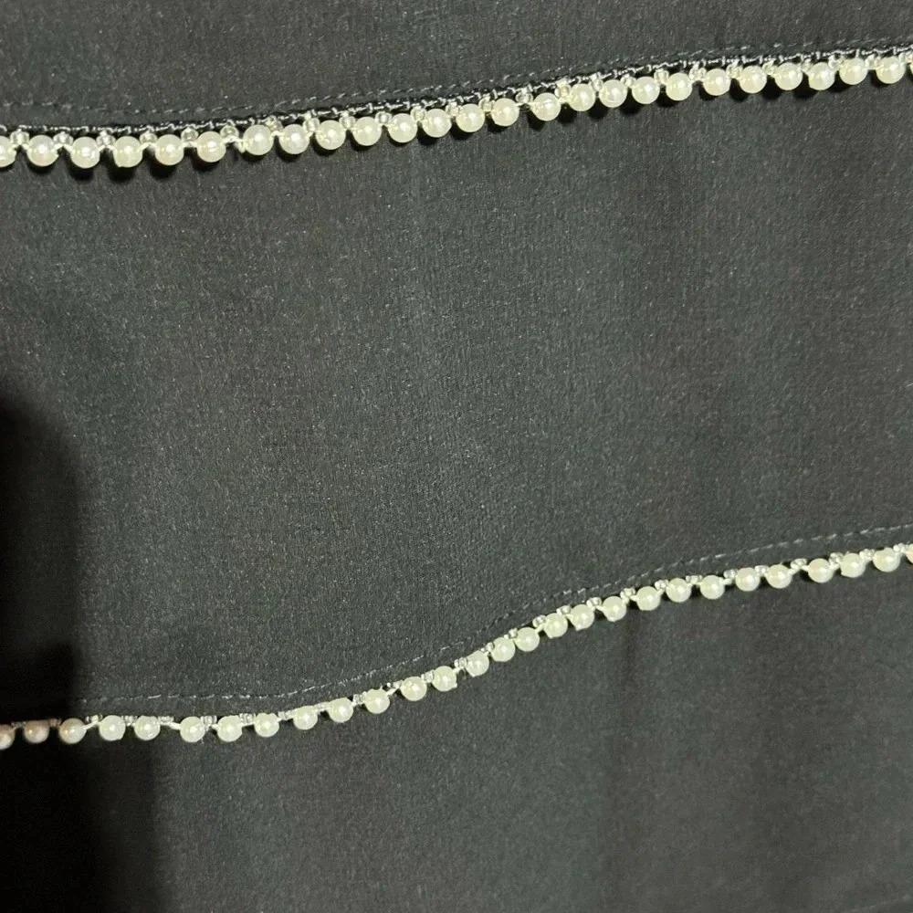 NWT Design History Black Pearl Rimmed Tiered Tank Top Size L With Solid Back - Picture 4 of 5
